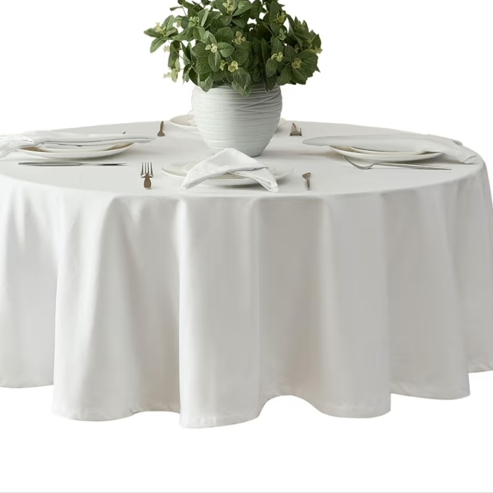 NWT Hotel Butler Service White Tablecloth – 70x126 Round, 100% Pre-Shrunk Cotton